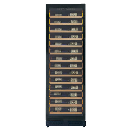 Allavino Residential Reserva Series 67 Bottle 71" Tall Single Zone Left Hinge Black Shallow Wine Refrigerator with Wood Front Shelves VSW6771S-1BL-WD