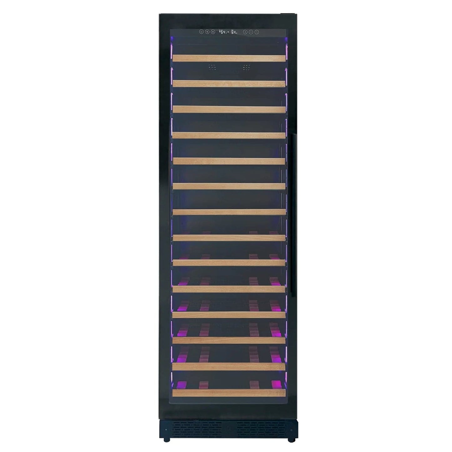 Allavino Residential Reserva Series 67 Bottle 71" Tall Single Zone Left Hinge Black Shallow Wine Refrigerator with Wood Front Shelves VSW6771S-1BL-WD