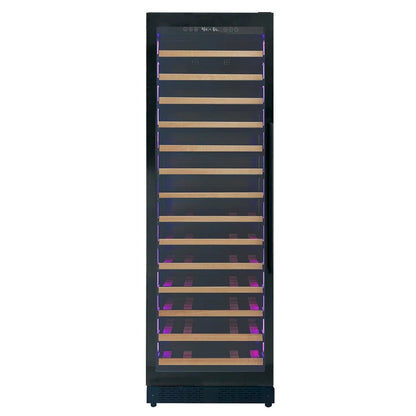 Allavino Residential Reserva Series 67 Bottle 71" Tall Single Zone Left Hinge Black Shallow Wine Refrigerator with Wood Front Shelves VSW6771S-1BL-WD