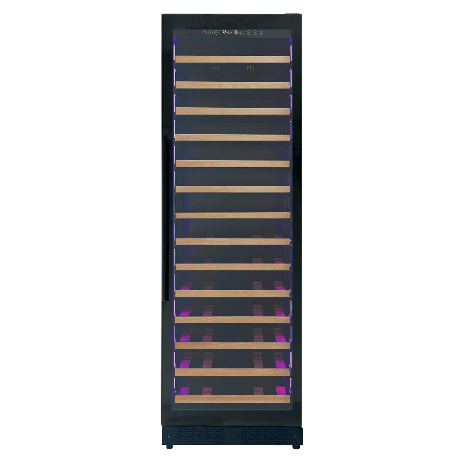 Allavino Residential Reserva Series 67 Bottle 71" Tall Single Zone Right Hinge Black Shallow Wine Refrigerator with Wood Front Shelves VSW6771S-1BR-WD