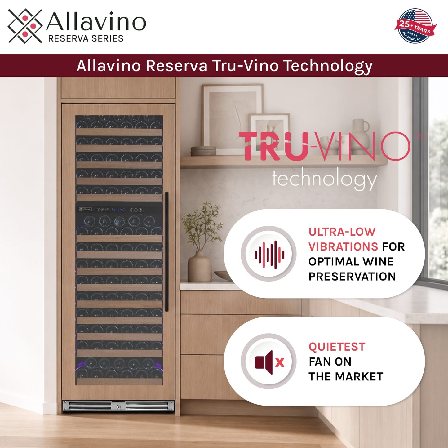 Allavino Wine Cooler Refrigerator Reserva Series 71" Tall Built-in Wine Refrigerator with Panel Ready Overlay Door - Right Hinge