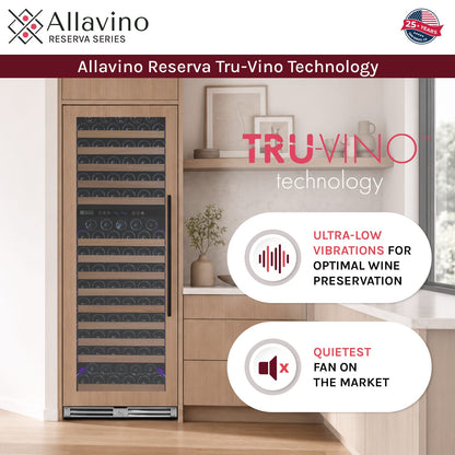 Allavino Wine Cooler Refrigerator Reserva Series 71" Tall Built-in Wine Refrigerator with Panel Ready Overlay Door - Right Hinge