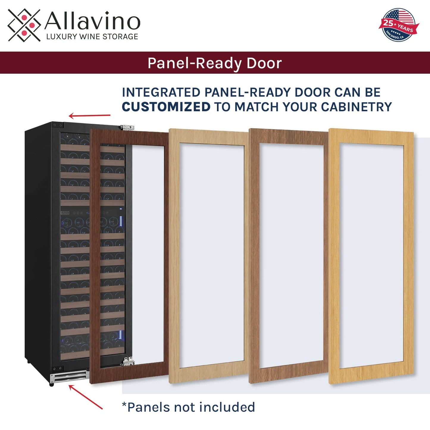 Allavino Wine Cooler Refrigerator Reserva Series 71" Tall Built-in Wine Refrigerator with Panel Ready Overlay Door - Right Hinge