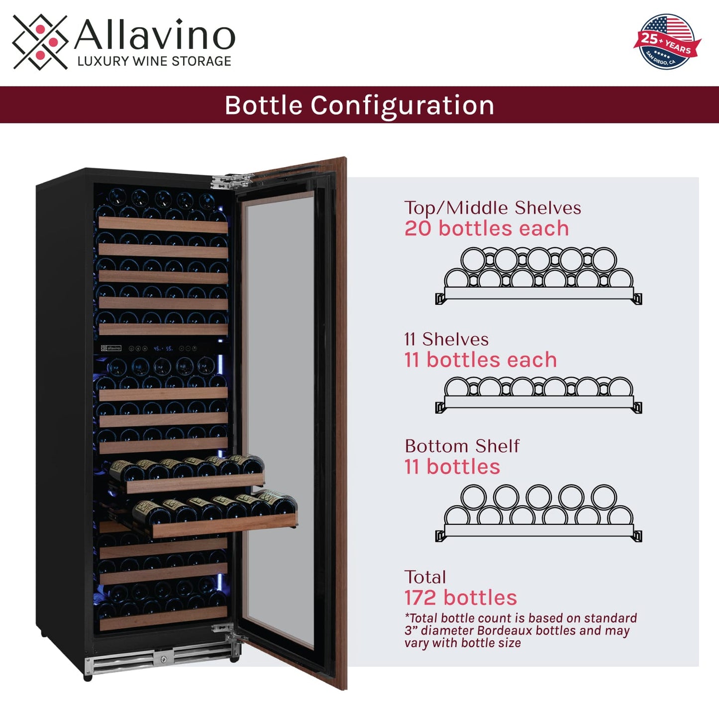 Allavino Wine Cooler Refrigerator Reserva Series 71" Tall Built-in Wine Refrigerator with Panel Ready Overlay Door - Right Hinge