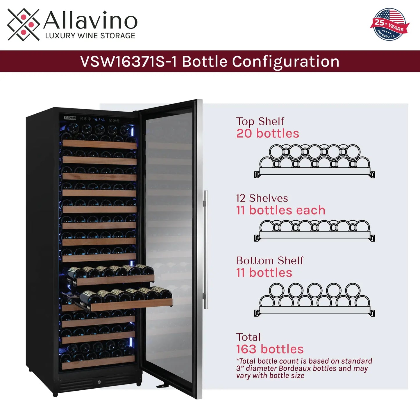Allavino Residential Reserva Series Up To 163 Bottle 71" Tall Wine Refrigerator