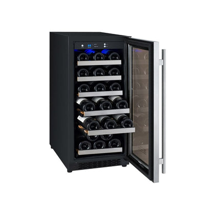 Allavino Residential Silver 15" Wide FlexCount II Tru-Vino 30 Bottle Single Zone Stainless Steel Right Hinge Wine Refrigerator