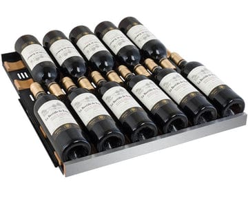 Allavino Residential Silver 24" Wide FlexCount II Tru-Vino 121 Bottle Dual Zone Stainless Steel Right Hinge Wine Refrigerator