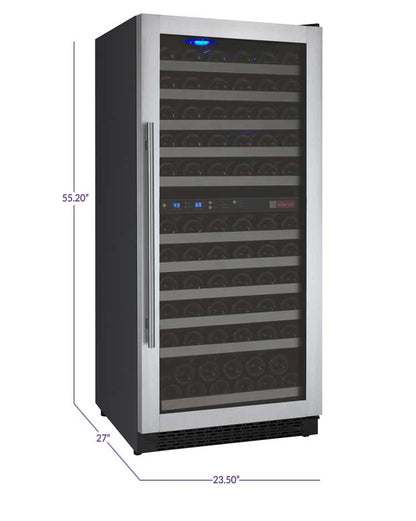 Allavino Residential Silver 24" Wide FlexCount II Tru-Vino 121 Bottle Dual Zone Stainless Steel Right Hinge Wine Refrigerator
