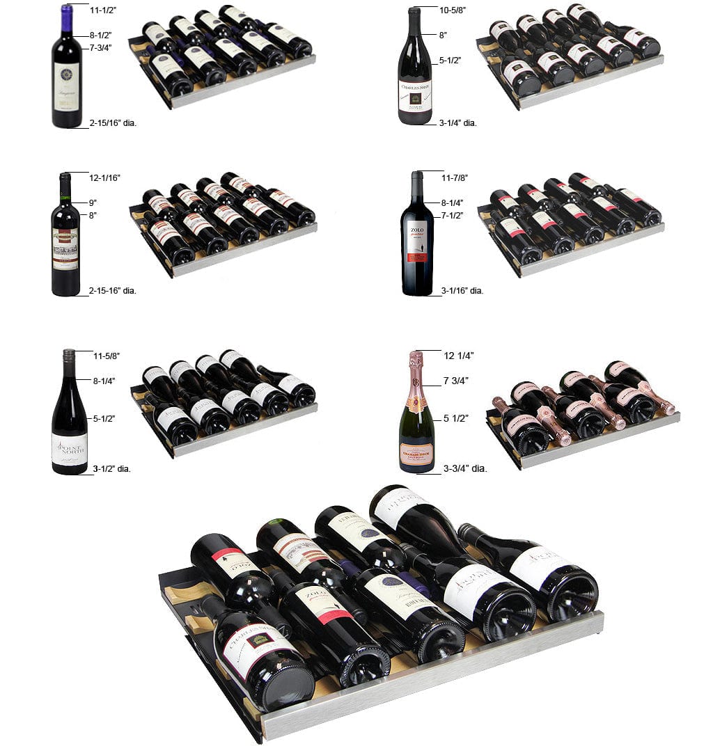 Allavino Residential Silver 24" Wide FlexCount II Tru-Vino 128 Bottle Single Zone Stainless Steel Right Hinge Wine Refrigerator