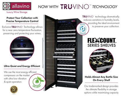 Allavino Residential Silver 24" Wide FlexCount II Tru-Vino 177 Bottle Single Zone Stainless Steel Left Hinge Wine Refrigerator