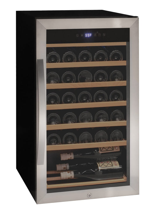 Allavino Residential Silver Cascina Series 33 Bottle Single Zone Freestanding Wine Refrigerator Cooler with Stainless Steel Door
