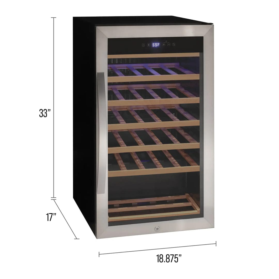 Allavino Residential Silver Cascina Series 33 Bottle Single Zone Freestanding Wine Refrigerator Cooler with Stainless Steel Door
