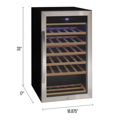 Allavino Residential Silver Cascina Series 33 Bottle Single Zone Freestanding Wine Refrigerator Cooler with Stainless Steel Door