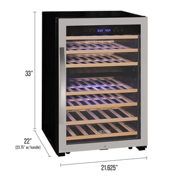 Allavino Residential Silver Cascina Series 47 Bottle Dual Zone Freestanding Wine Cooler Refrigerator with Stainless Steel Door