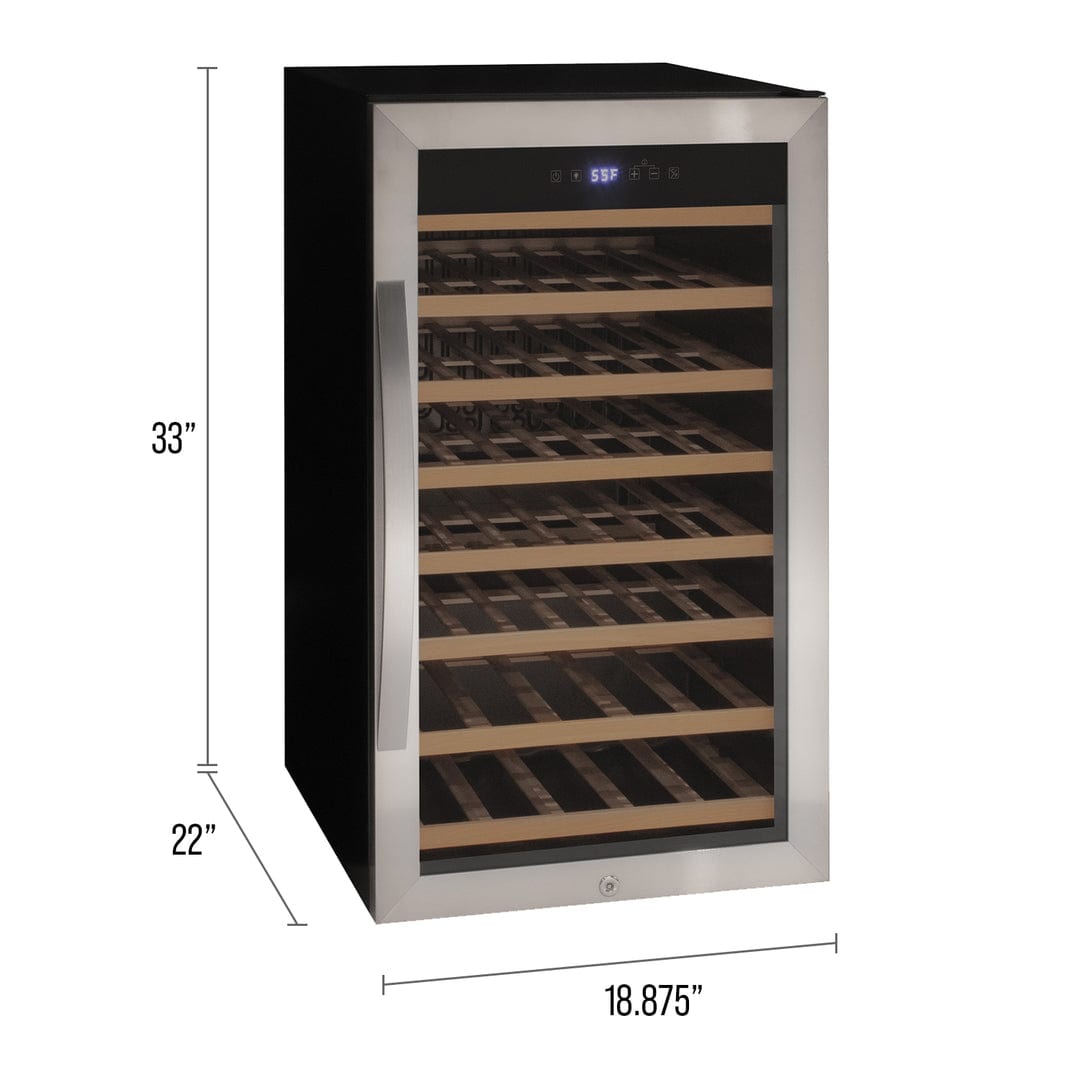 Allavino Residential Silver Cascina Series 50 Bottle Single Zone Freestanding Wine Cooler Refrigerator with Stainless Steel Door