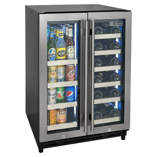Allavino Residential Silver Reserva Series 24" Wide Two Door Stainless Steel Wine Refrigerator/Beverage Center