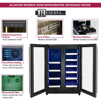Allavino Residential Silver Reserva Series 24" Wide Two Door Stainless Steel Wine Refrigerator/Beverage Center
