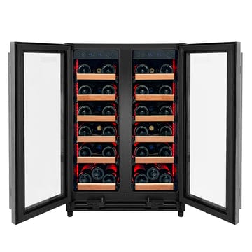 Allavino Residential Silver Reserva Series 36 Bottle Dual Zone Wine Refrigerator with Stainless Steel French Doors