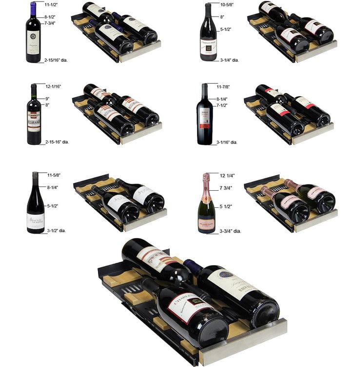 Allavino Residential Silver Reserva Series 36 Bottle Dual Zone Wine Refrigerator with Stainless Steel French Doors