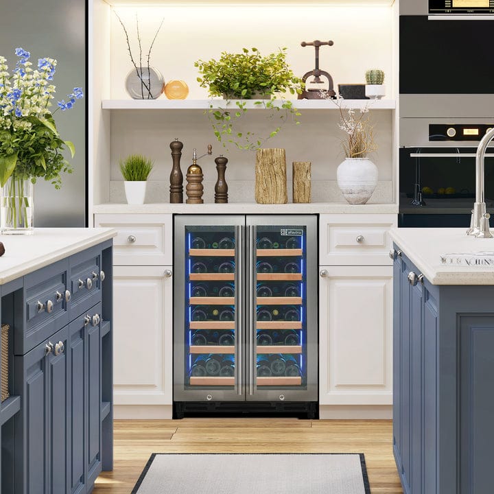 Allavino Residential Silver Reserva Series 36 Bottle Dual Zone Wine Refrigerator with Stainless Steel French Doors