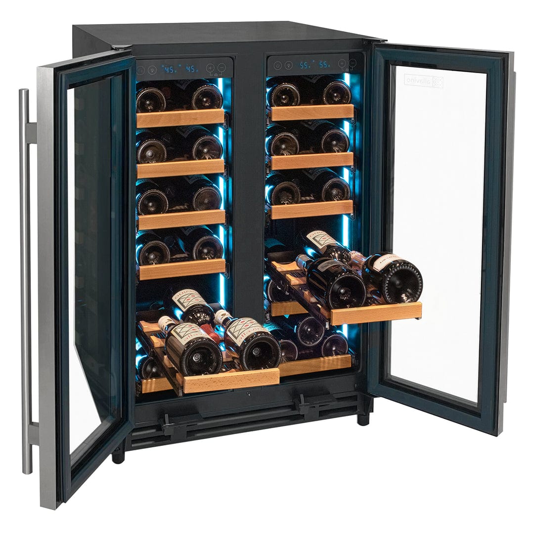Allavino Residential Silver Reserva Series 36 Bottle Dual Zone Wine Refrigerator with Stainless Steel French Doors