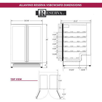 Allavino Residential Silver Reserva Series 36 Bottle Dual Zone Wine Refrigerator with Stainless Steel French Doors