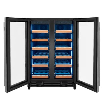 Allavino Residential Silver Reserva Series 36 Bottle Dual Zone Wine Refrigerator with Stainless Steel French Doors
