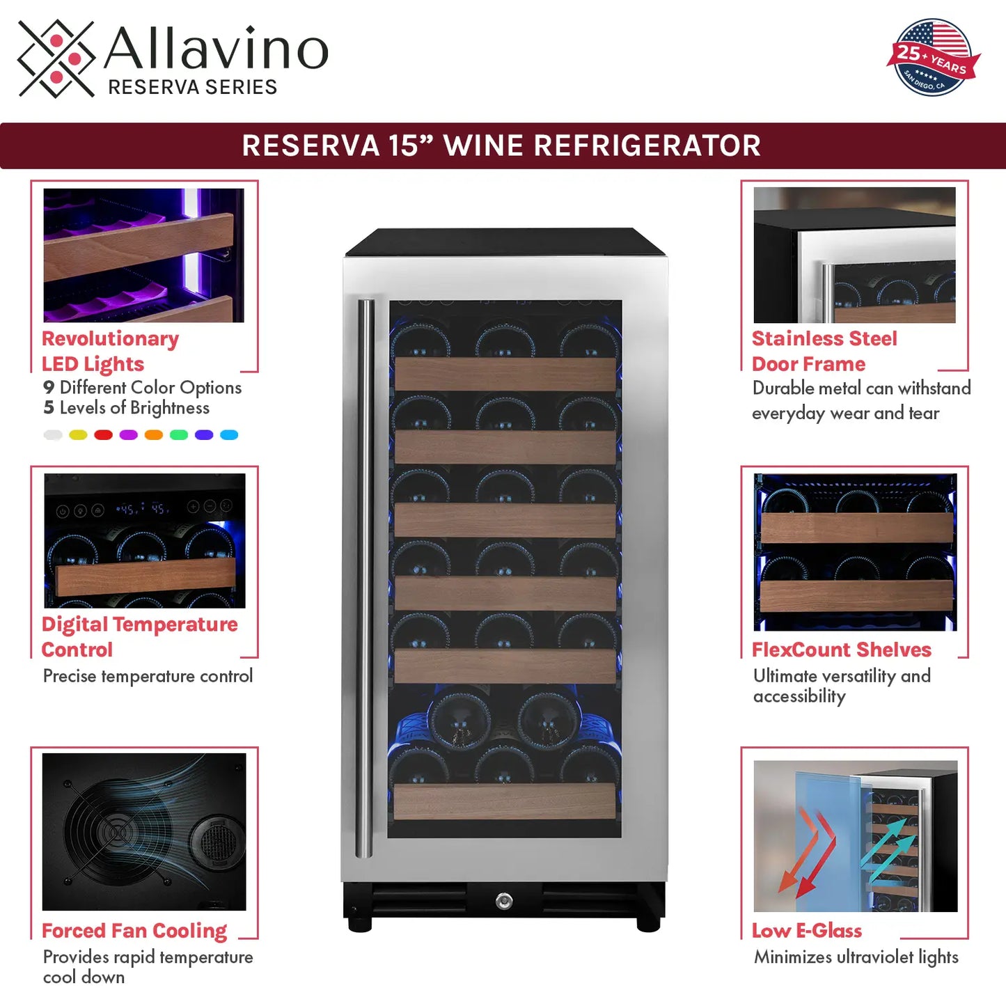 Allavino Residential Slim 15" Reserva Series 30 Bottle Wine Fridge - Perfect for Cozy Spaces