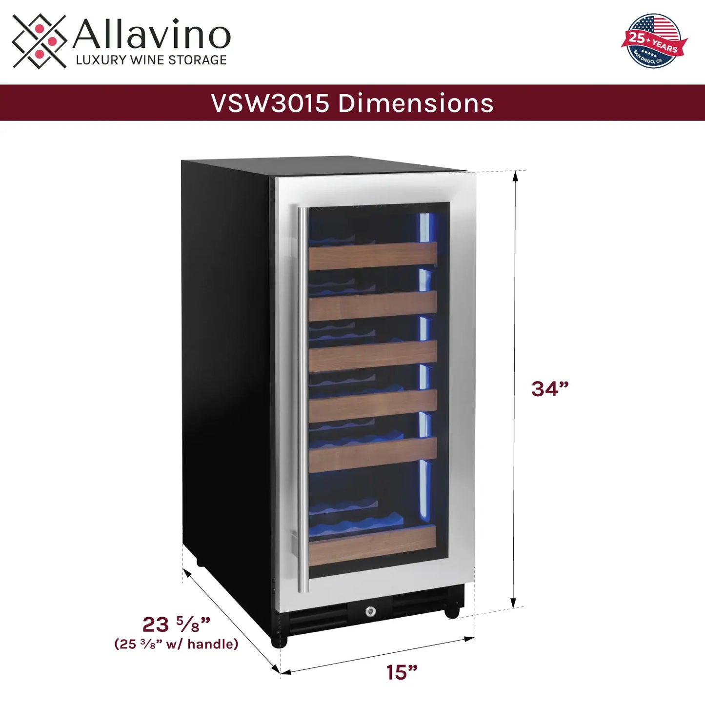 Allavino Residential Slim 15" Reserva Series 30 Bottle Wine Fridge - Perfect for Cozy Spaces