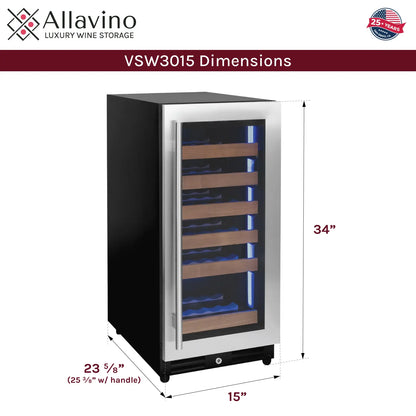 Allavino Residential Slim 15" Reserva Series 30 Bottle Wine Fridge - Perfect for Cozy Spaces