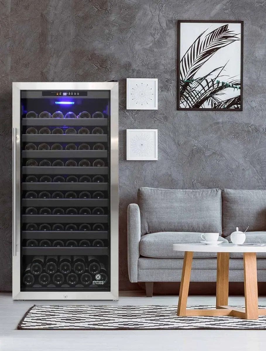 Vinotemp Residential Vinotemp 114 Bottle Single Zone 24" Freestanding Wine Fridge Black EL-100SBB