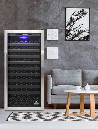 Vinotemp Residential Vinotemp 114 Bottle Single Zone 24" Freestanding Wine Fridge Black EL-100SBB