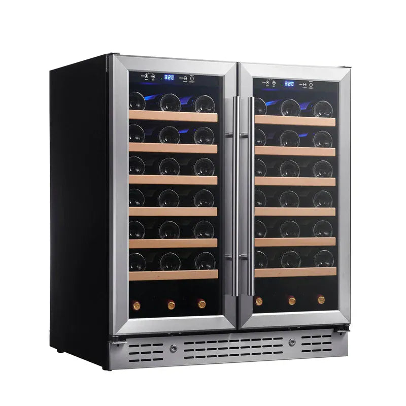 Kingsbottle Residential 30-inch Dual Zone French Door Wine Fridge Built-In or Freestanding