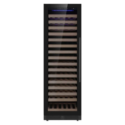 Kingsbottle Residential Black Glass Door / Left Hand Hinge / Single Zone Luxury 161 Bottle Single or Dual Zone Aging Wine Cooler with Glass Door for Large Wine Collections
