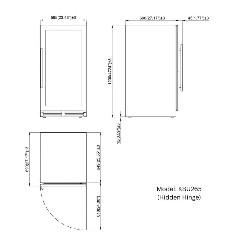 Kingsbottle Residential Collector's 99 Bottle 47-Inch Height Single or Dual Zone Wine Fridge with Modern Glass Door