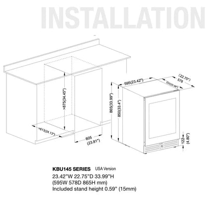 Kingsbottle Residential Quiet 46 Bottle 24 Inch Under-Counter Single or Dual Zone Wine Fridge with Modern Glass Door