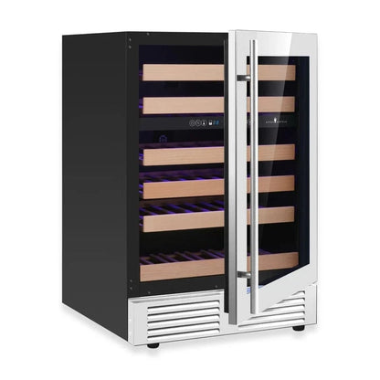 Kingsbottle Residential Quiet 46 Bottle 24 Inch Under-Counter Single or Dual Zone Wine Fridge with Modern Glass Door