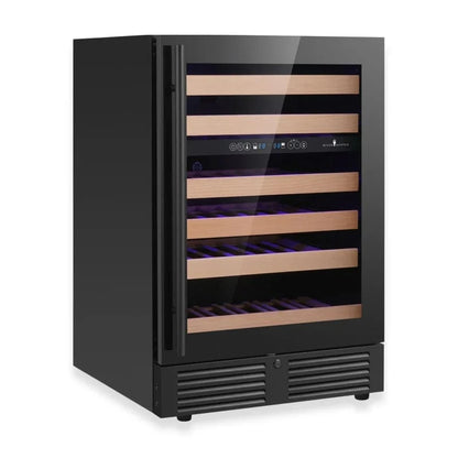 Kingsbottle Residential Quiet 46 Bottle 24 Inch Under-Counter Single or Dual Zone Wine Fridge with Modern Glass Door