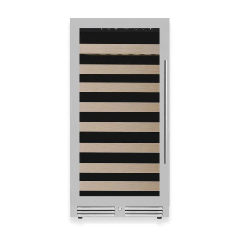 Kingsbottle Residential Single Zone / Stainless Steel Glass Door / Left Hand Hinge Collector's 99 Bottle 47-Inch Height Single or Dual Zone Wine Fridge with Modern Glass Door