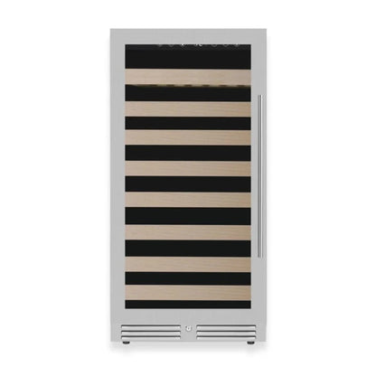 Kingsbottle Residential Single Zone / Stainless Steel Glass Door / Left Hand Hinge Collector's 99 Bottle 47-Inch Height Single or Dual Zone Wine Fridge with Modern Glass Door