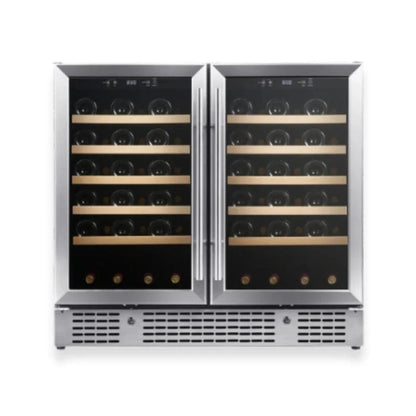 Kingsbottle Residential Stainless Steel Glass Door Under Island 36" Dual Zone Wine Fridge with Glass Door | Perfect for Renovations