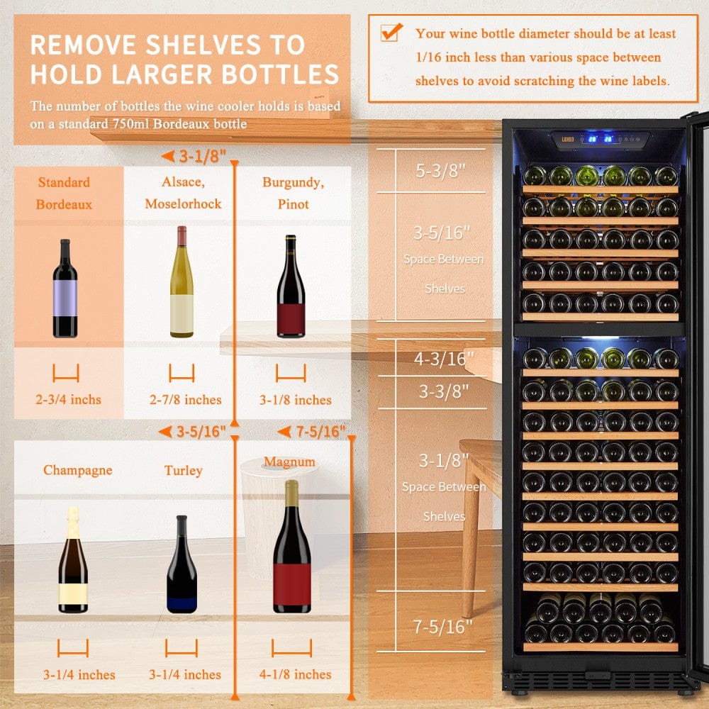Lanbo Residential Lanbo 160 Bottle Dual Zone Wine Cooler - LW165D