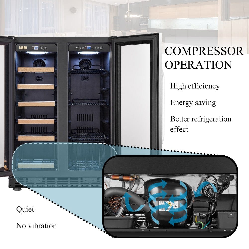 Lanbo Residential Lanbo 24 Inch Wine and Beverage Cooler Two Door - LB36BD