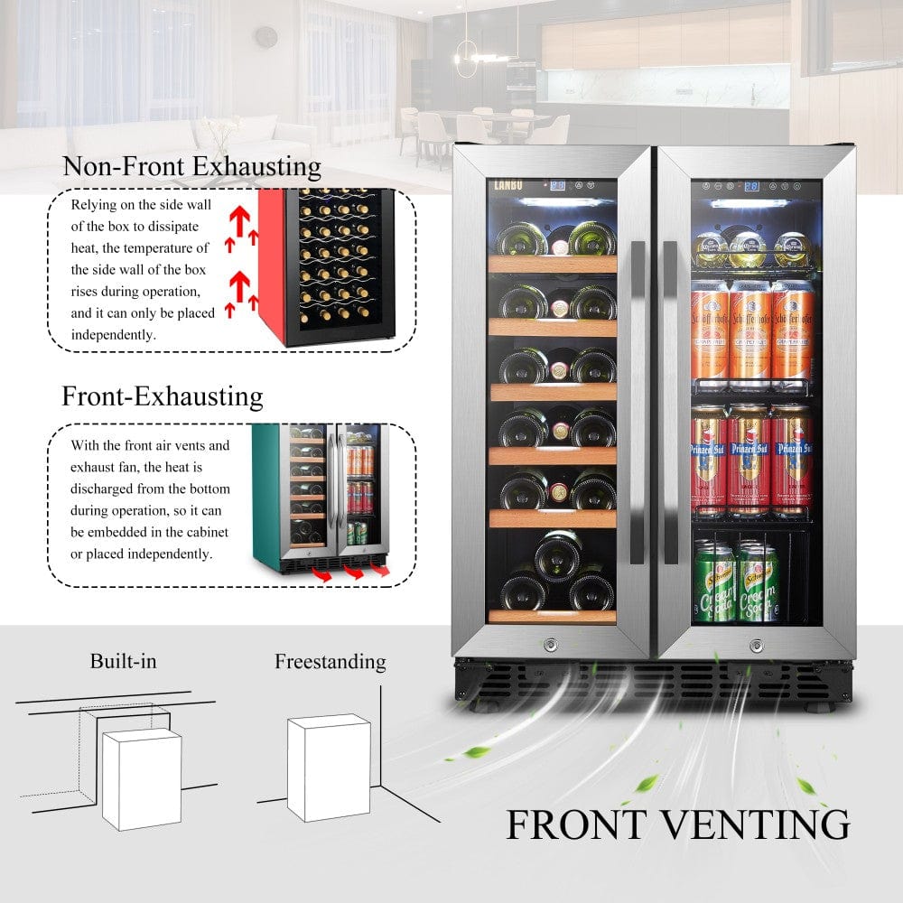Lanbo Residential Lanbo 24 Inch Wine and Beverage Cooler Two Door - LB36BD