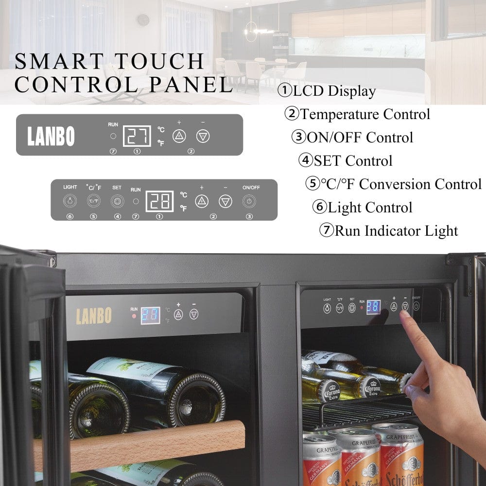 Lanbo Residential Lanbo 24 Inch Wine and Beverage Cooler Two Door - LB36BD