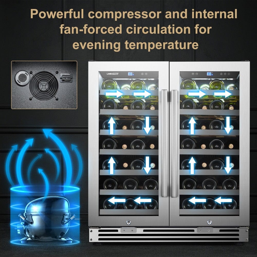 Lanbo Residential LanboPro 62 Bottle Dual Door Wine Cooler - LP66D