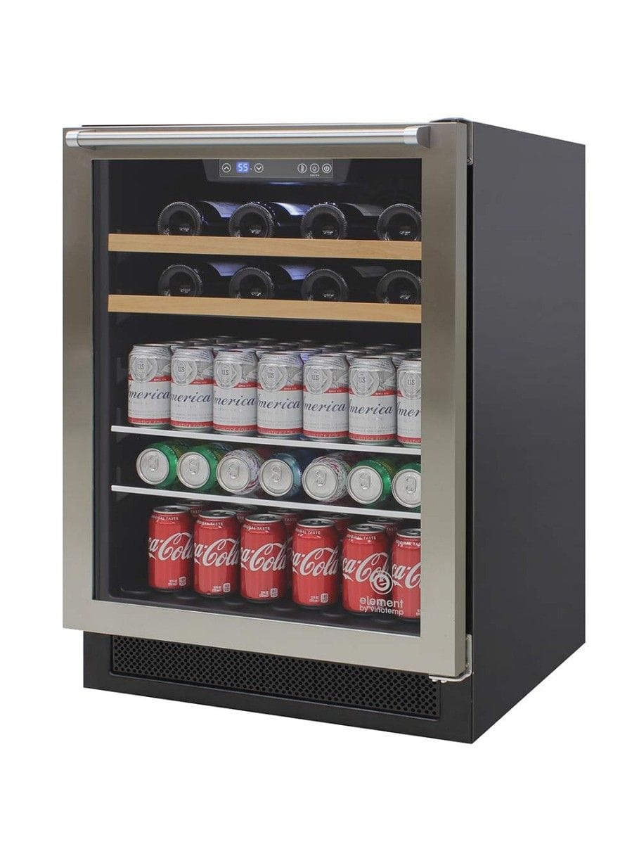 Vinotemp Residential Vinotemp 16 Bottle 106 Can Single Zone Wine and Beverage Fridge Black EL-24THWB