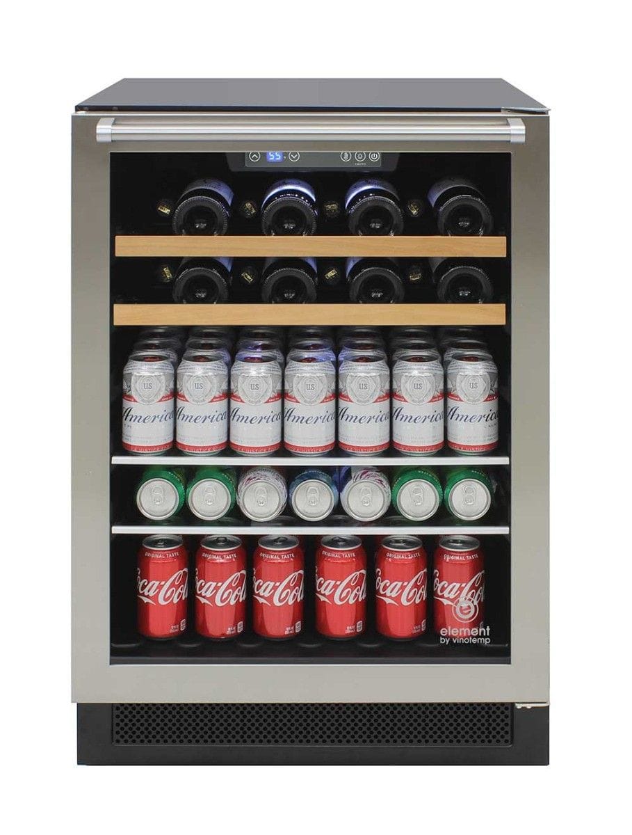 Vinotemp Residential Vinotemp 16 Bottle 106 Can Single Zone Wine and Beverage Fridge Black EL-24THWB