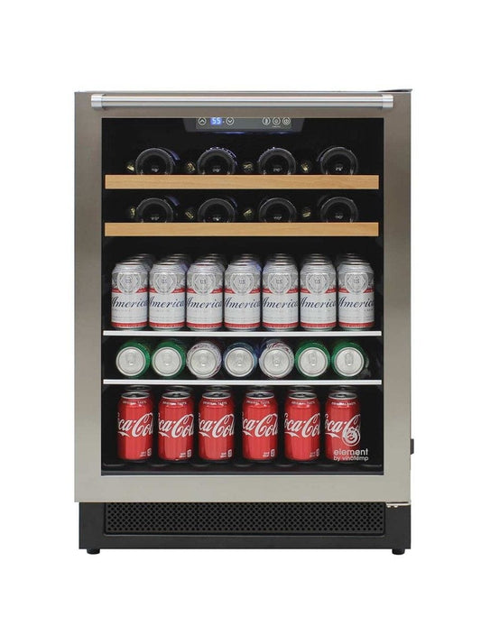 Vinotemp Residential Vinotemp 16 Bottle 106 Can Single Zone Wine and Beverage Fridge Black EL-24THWB