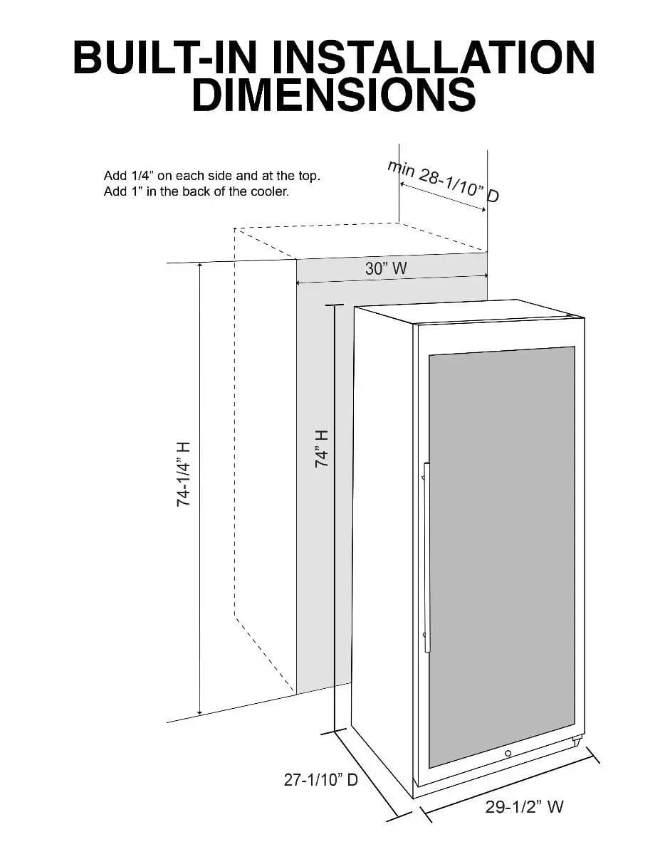 Vinotemp Residential Vinotemp 173 Bottle Single Zone 30" Wine Fridge Black EL-300DSWL